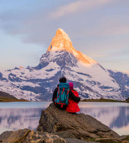 couple viewing a mountain